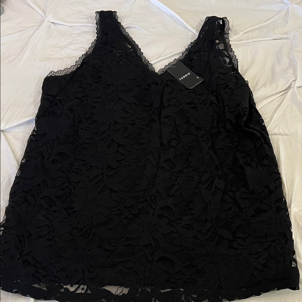 Torrid Black Lace V-Neck Top